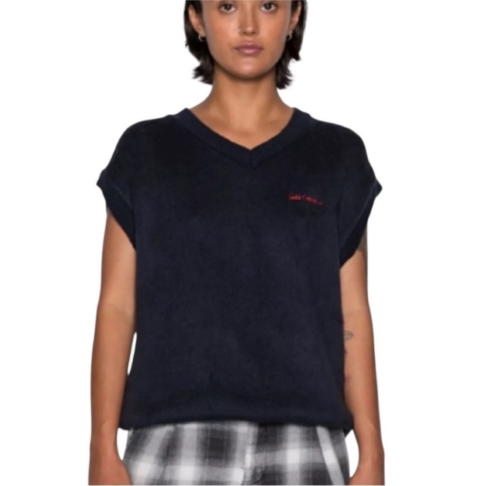 IETS Frans Urban Outfitters Fuzzy Navy Blue Sweater Vest Unisex New with tags